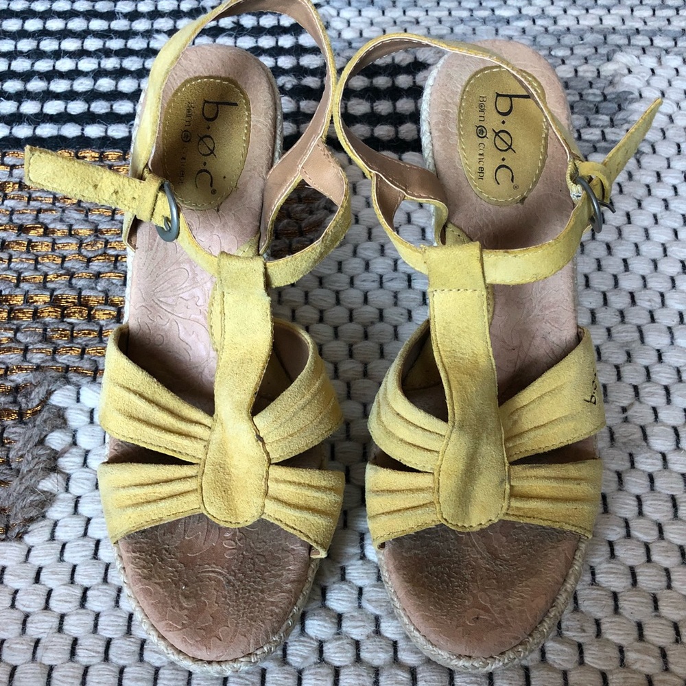 boc Born Concept Mustard Yellow Wedge Sandals
